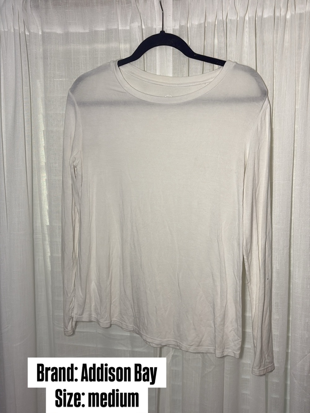 Addison Bay Long Sleeve Crew Neck Top — White/Cream